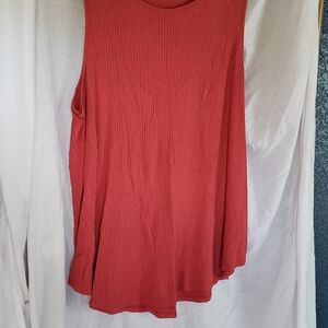 Orange Ribbed Sleeveless Tank Top